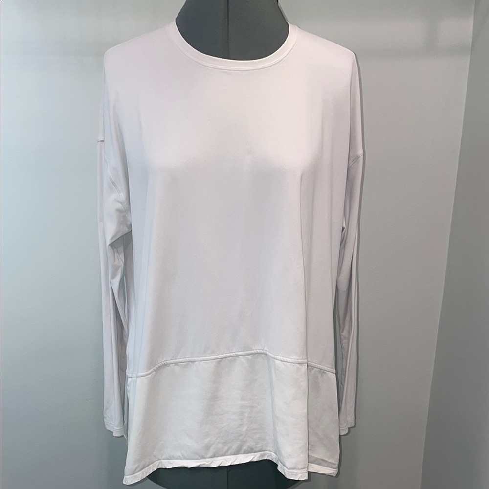 lululemon athletica White Tunic Long Sleeve Top with Boxy Fit and Layered Design